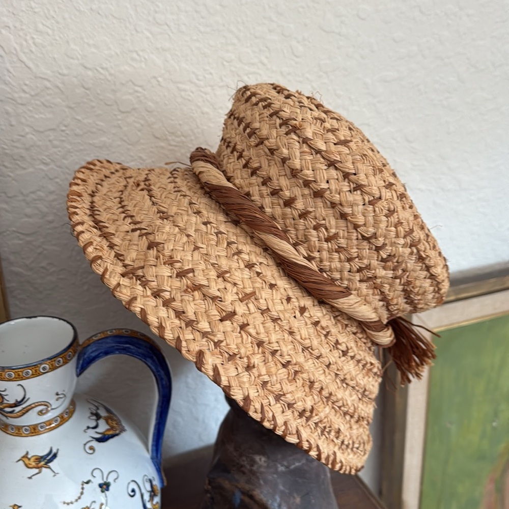 Woven Raffia Hat with Bow - Picture 3 of 10